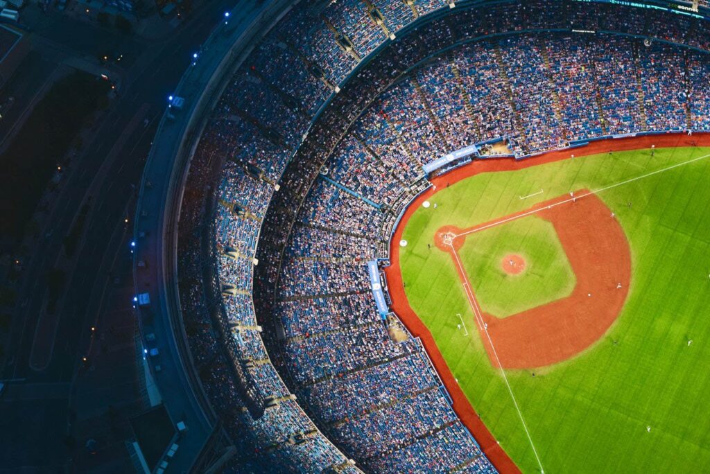 Birdseye view of cleveland guardians stadium