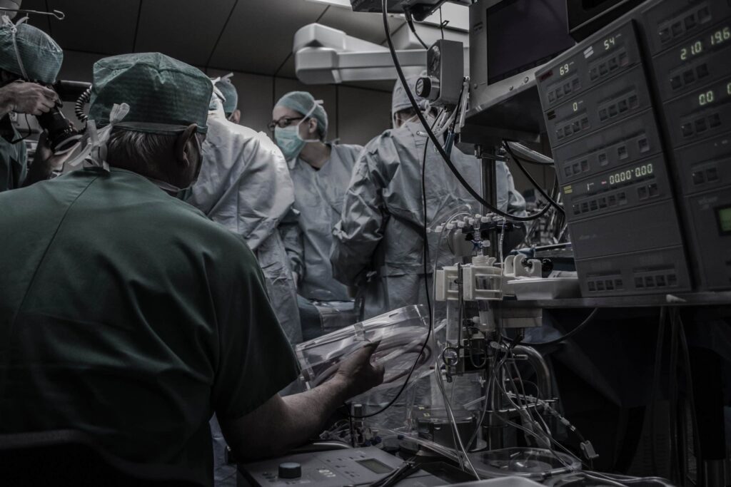 Medical team in scrubs in operating room
