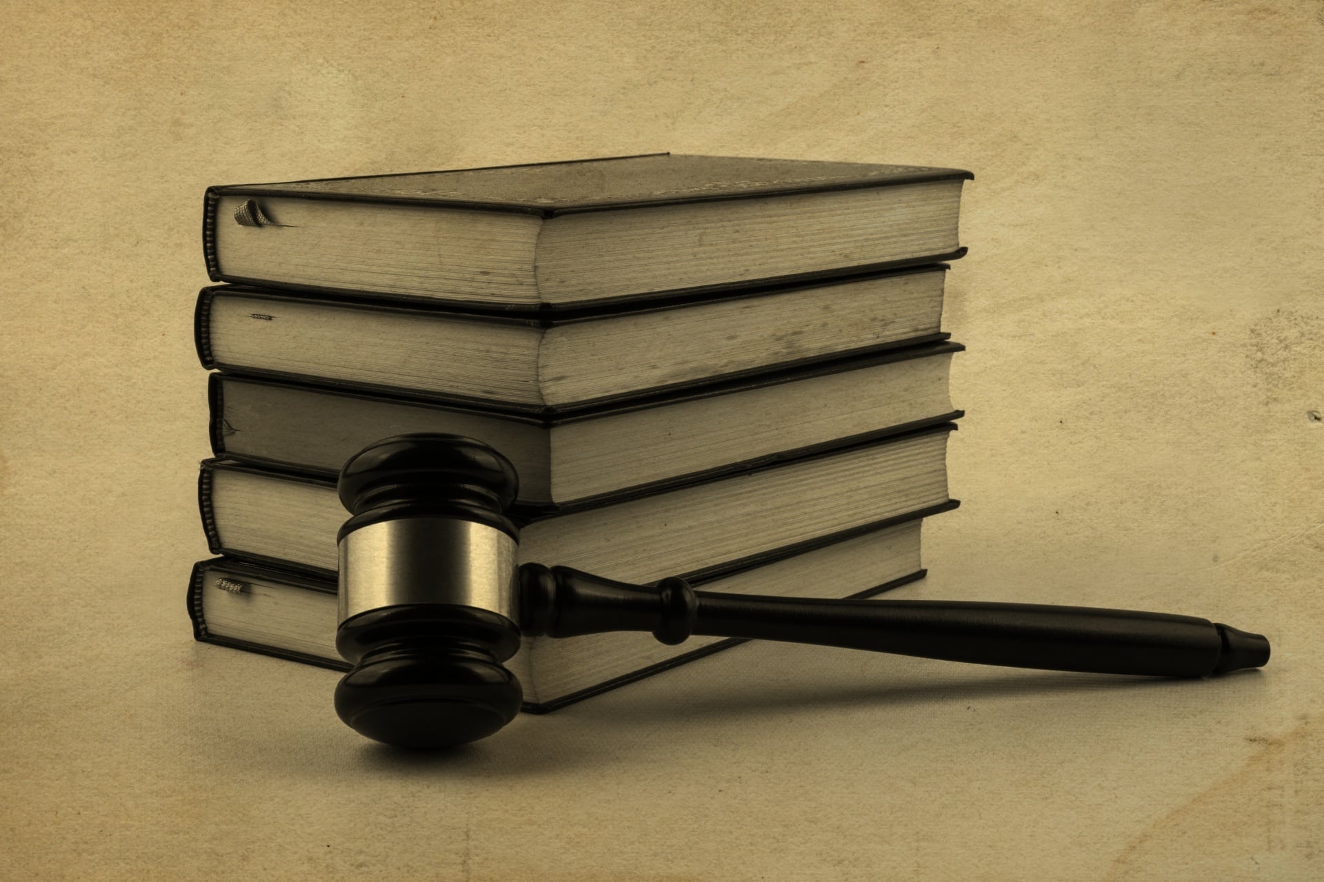 Books next to gavel