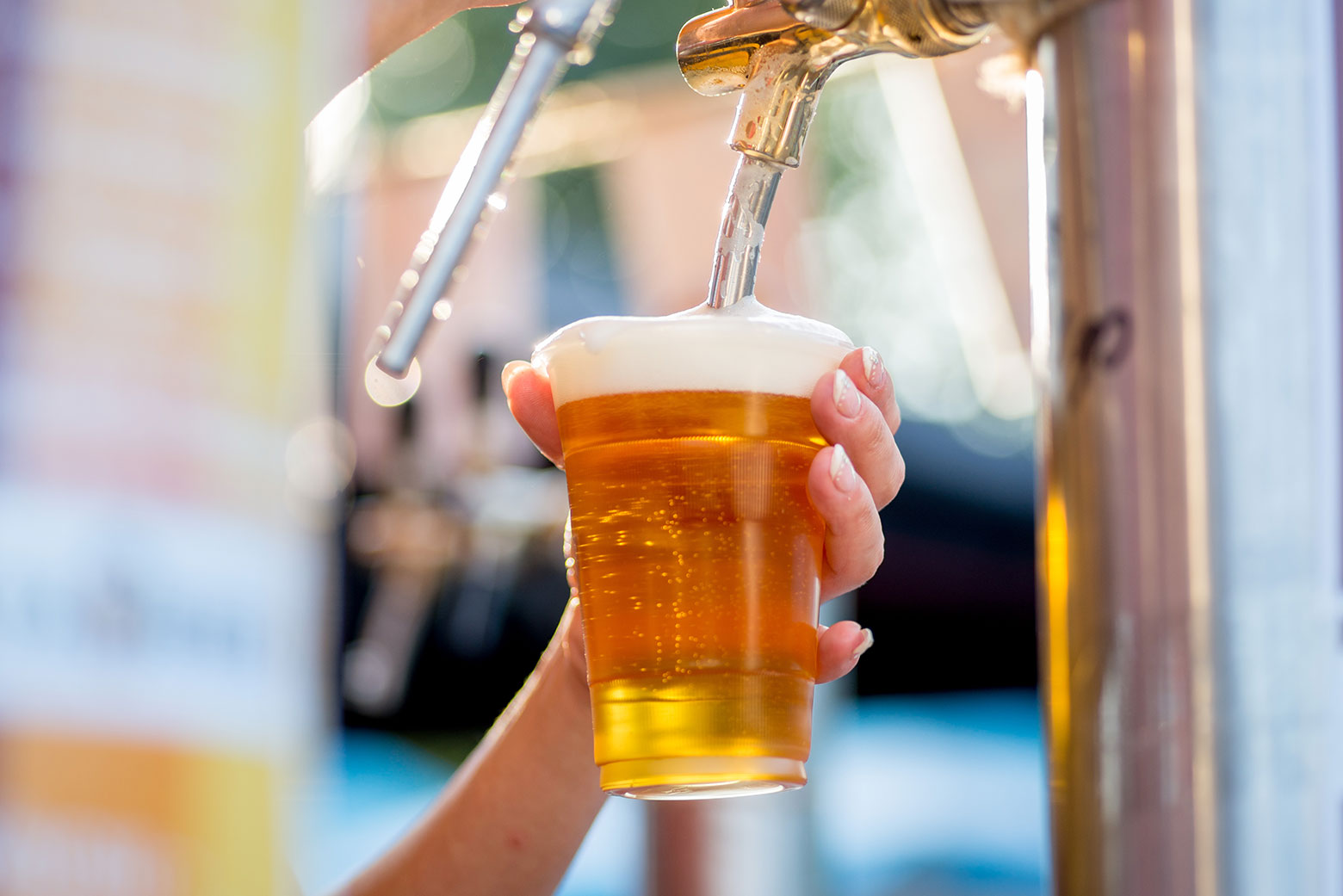 Draft beer in plastic cup