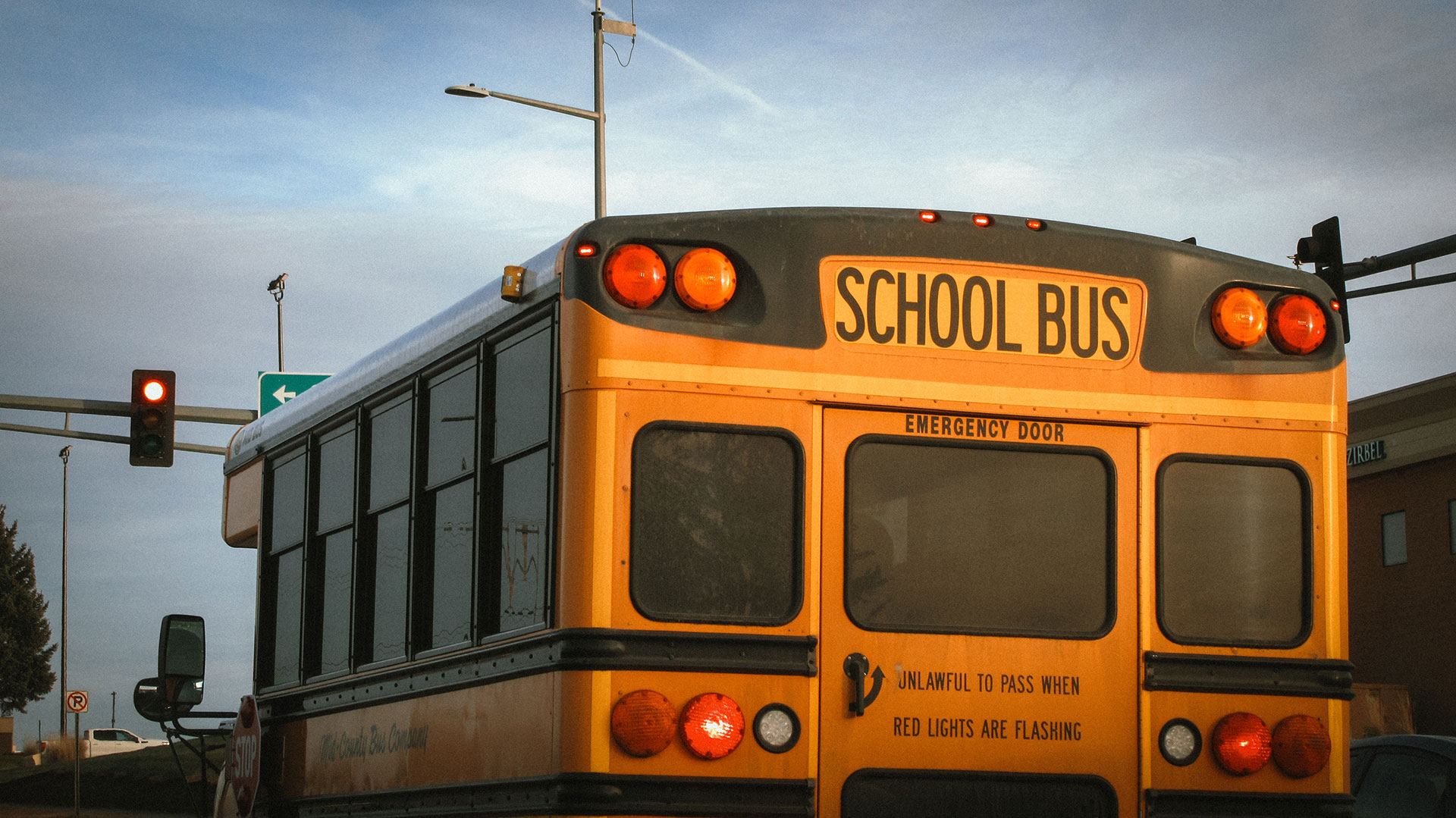 School bus at red light